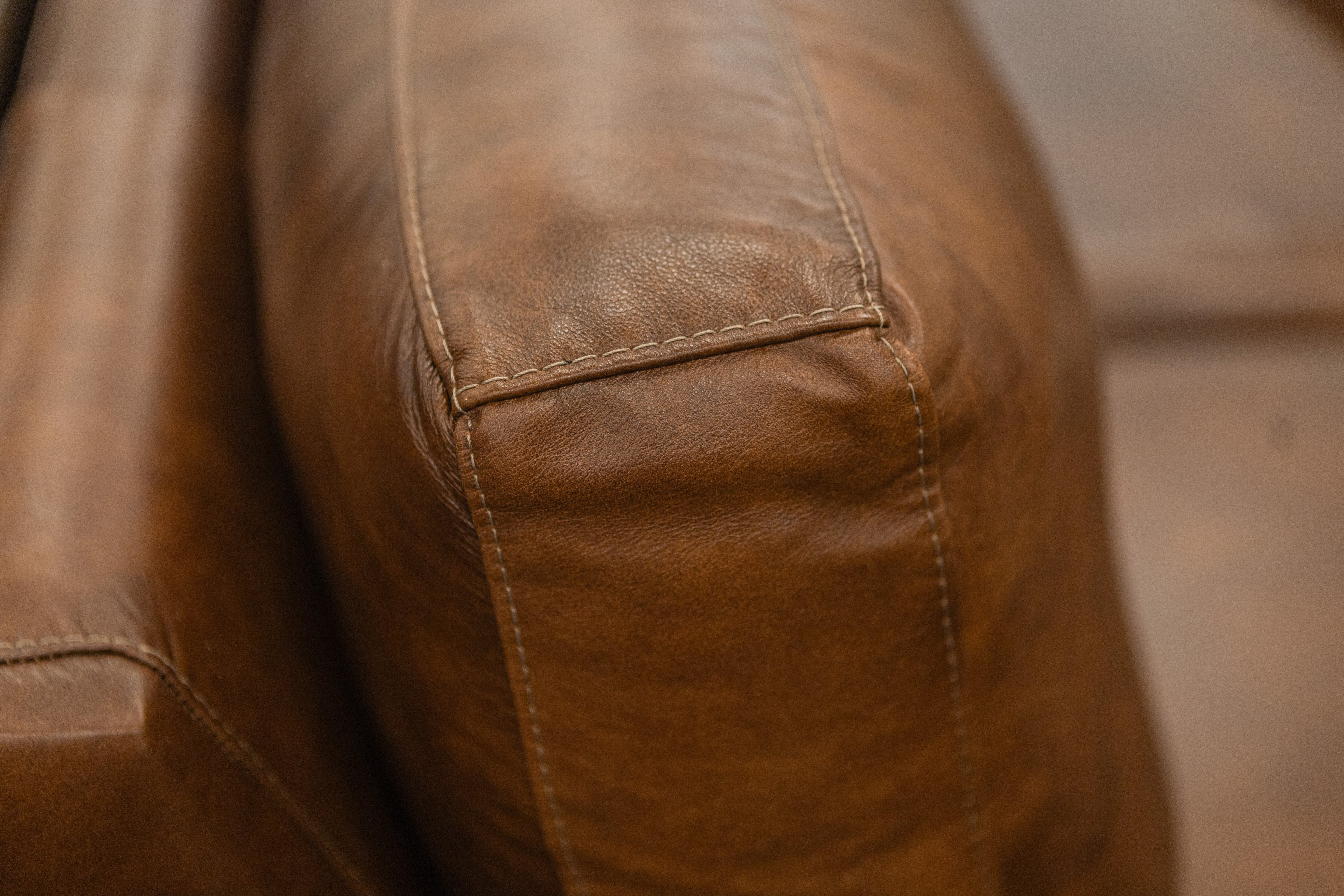 Roark 93" Rolled Arm 3 Cushion Top Grain Leather Sofa - Tombstone Antique