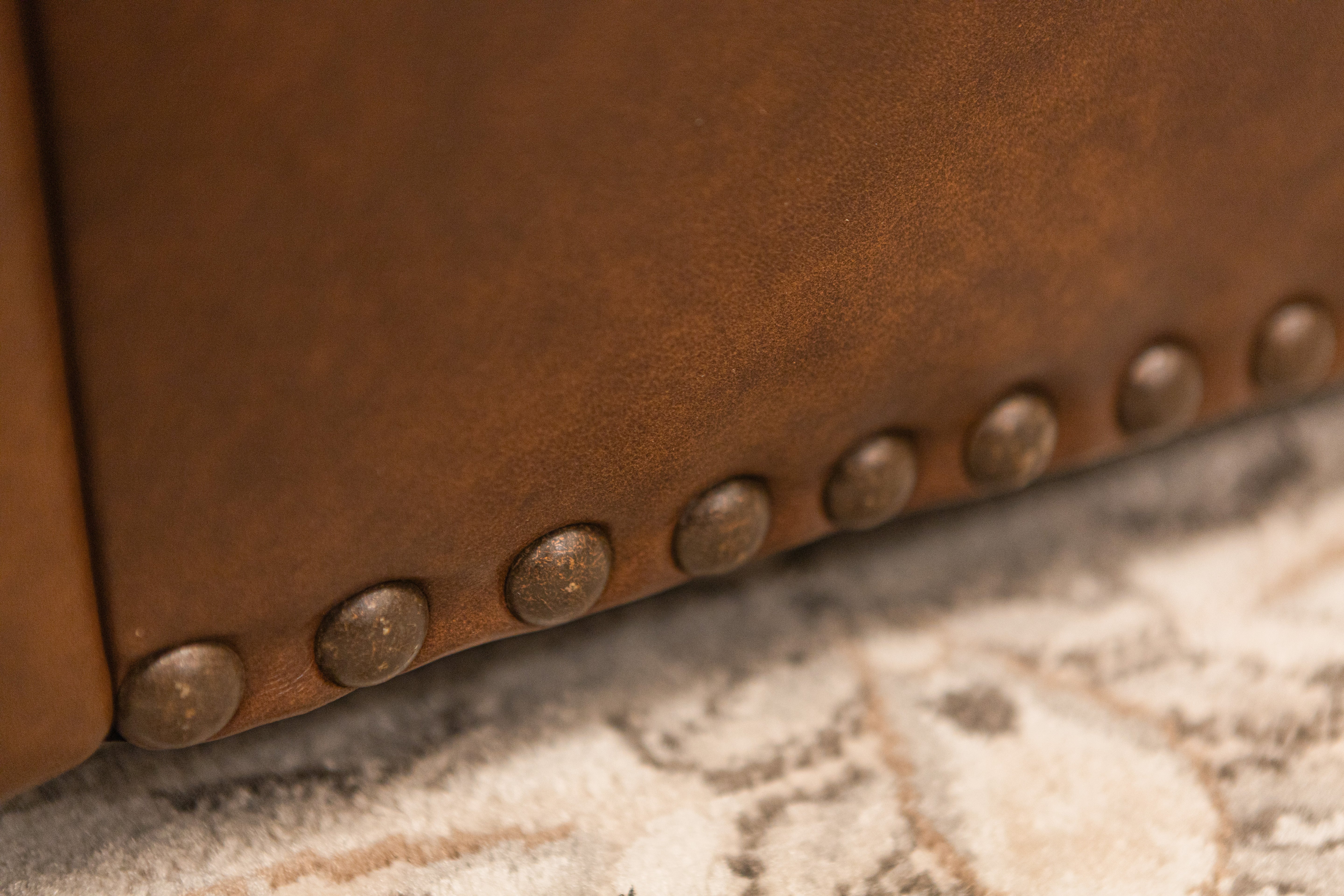 Roark 93" Rolled Arm 3 Cushion Top Grain Leather Sofa - Tombstone Antique