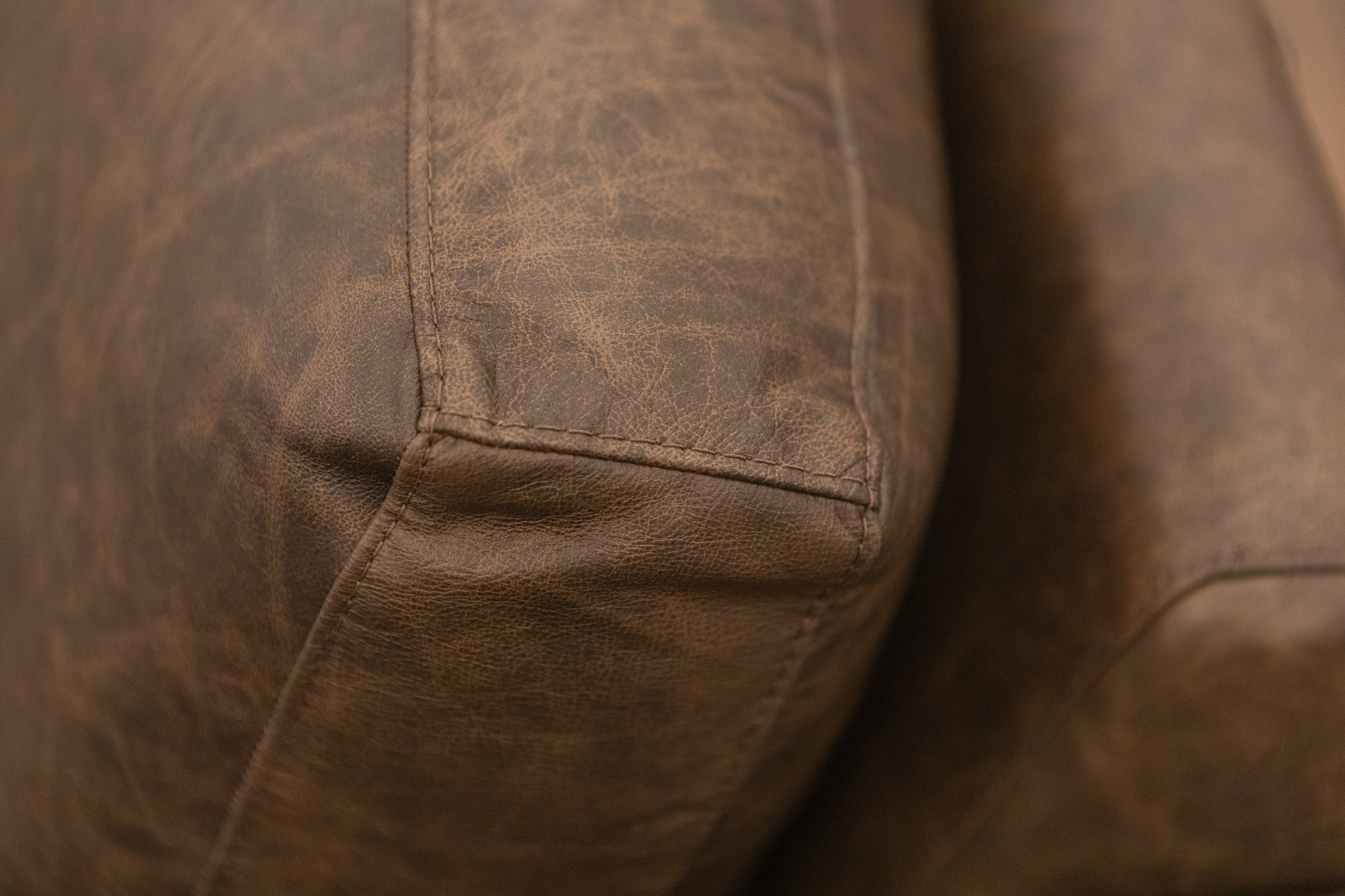 Wayne 65" Wedge Arm 2 Cushion Top Grain Leather Loveseat - Omaha Cigar