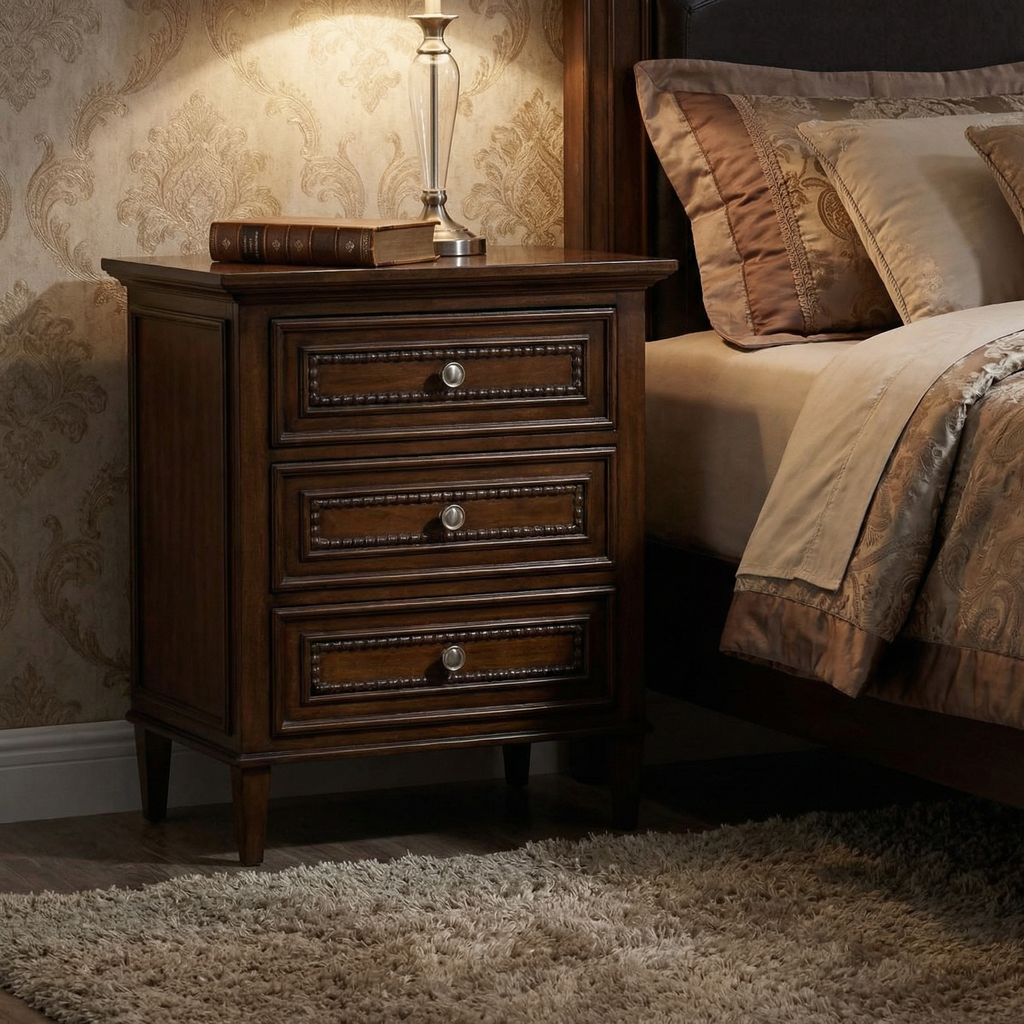 Inez 24" Mahogany 3 Drawer Nighstand - Teak Brown