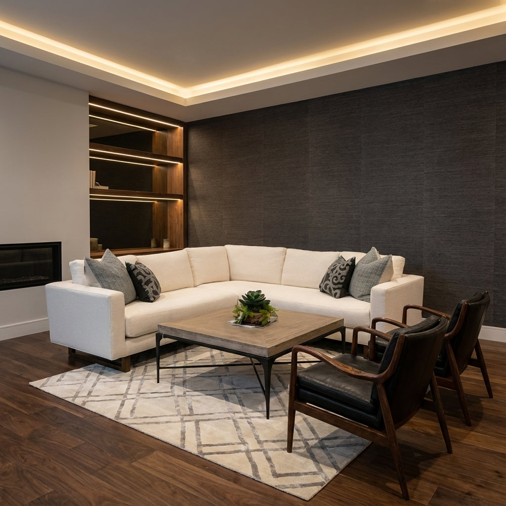 Jeffrey Quick Ship 94" x 94" Bench Cushion Sectional - Crypton Natural Linen