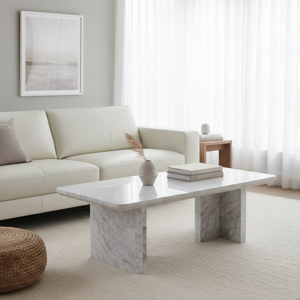 Killian 48" Marble Coffee Table - White