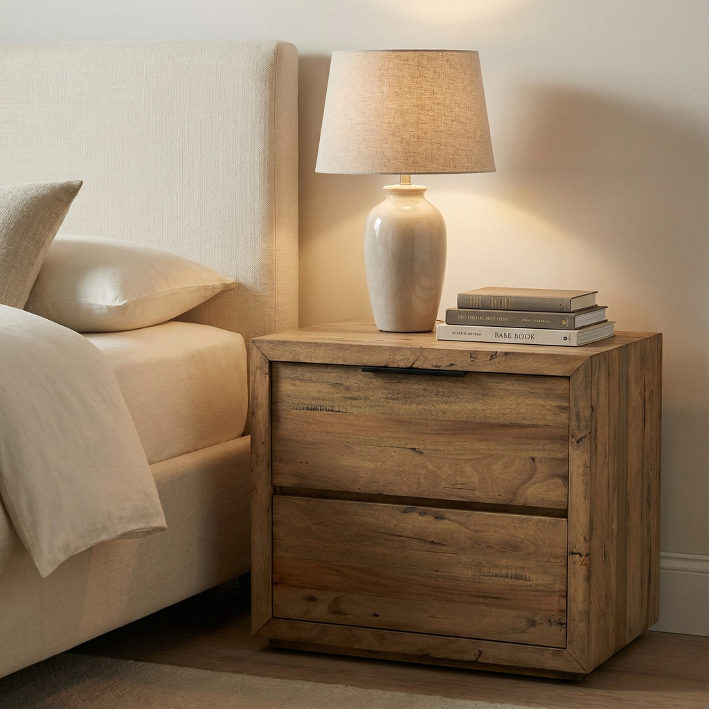 Laguna 26" Two Drawer Nightstand - Golden Teak