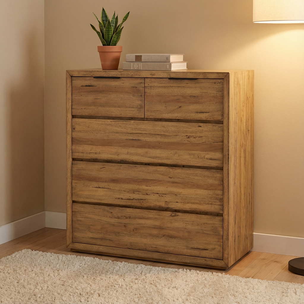 Laguna 36" Five Drawer Chest - Golden Teak