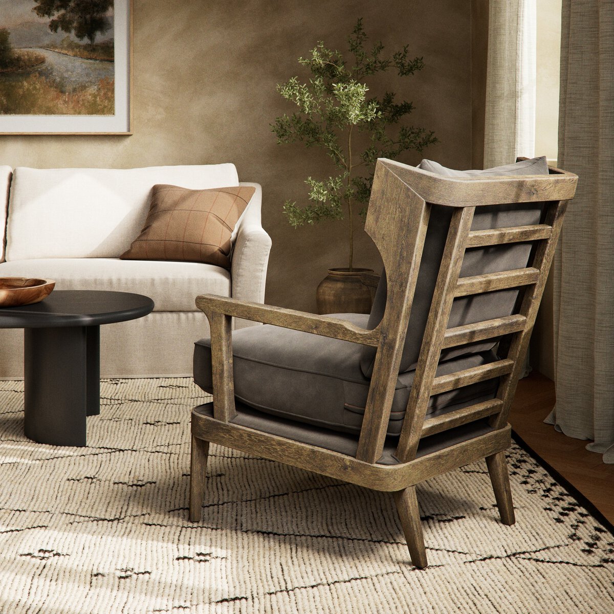 Lance Wingback Chair - Driftwood + Mist