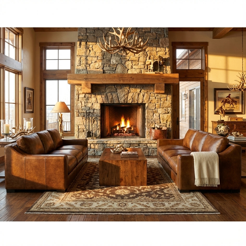 Leonardo 96" Top Grain Leather 3 Cushion Sofa - Daytona Antique