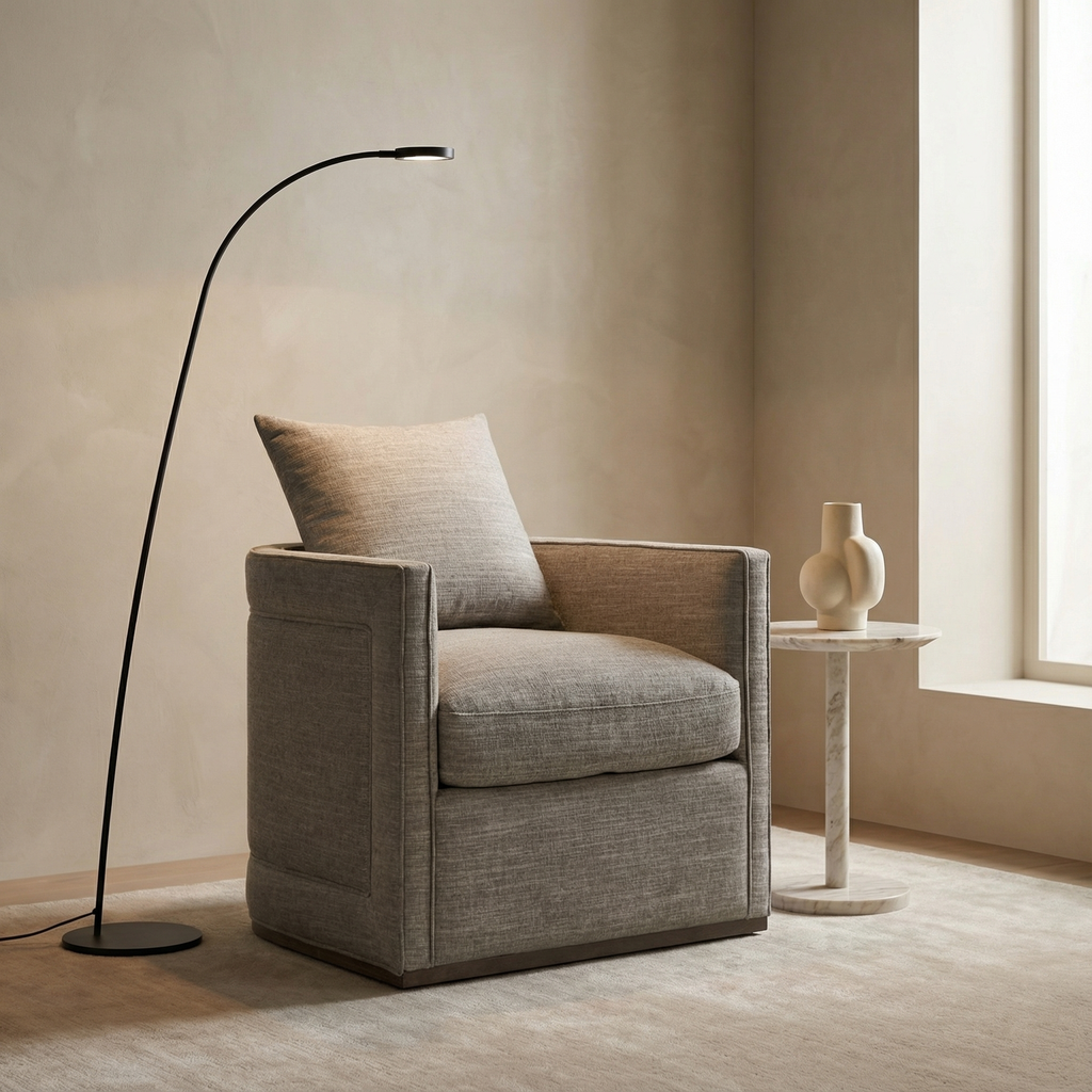 Logan 31" Swivel Chair - Flax + Mocha