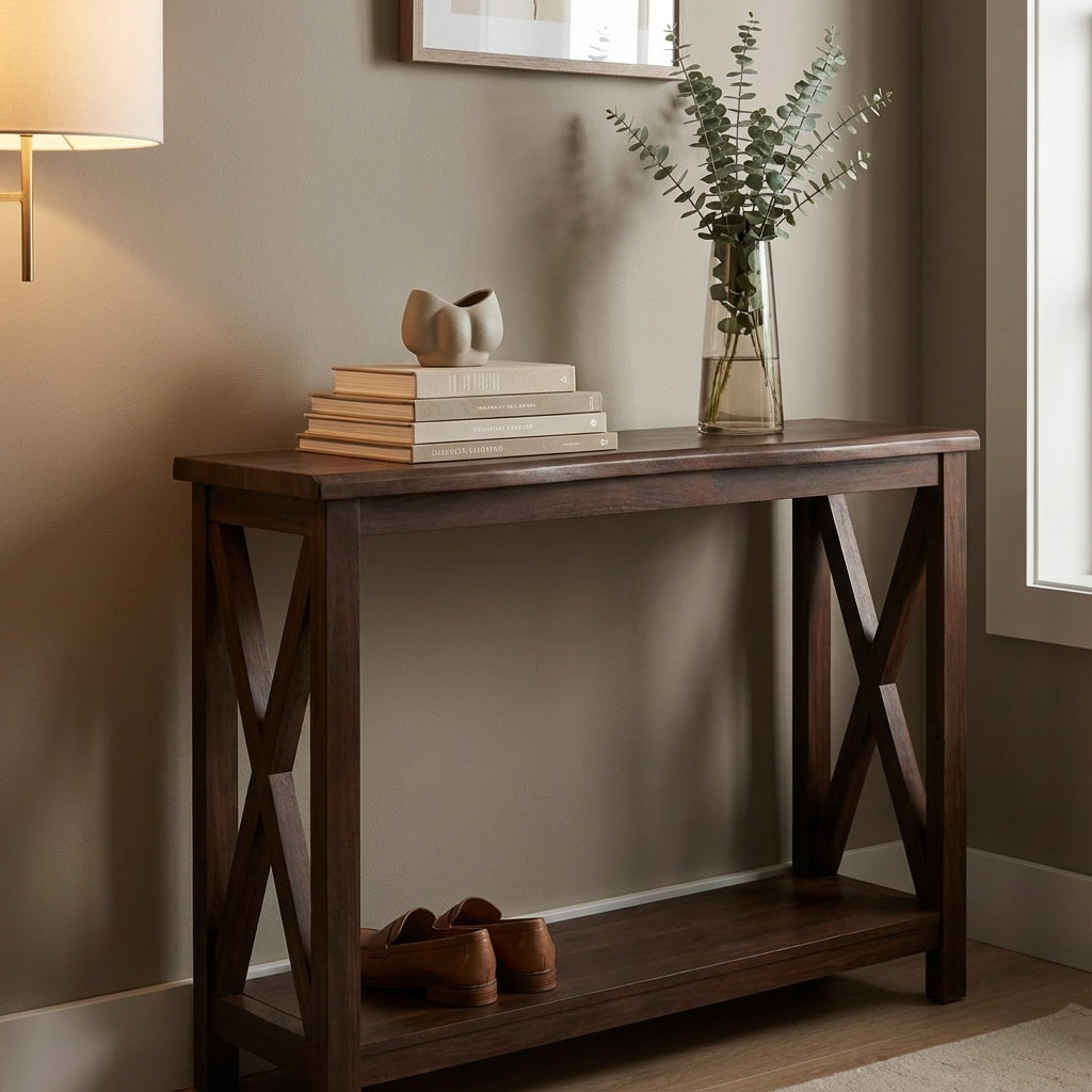 Malcolm Acacia 56" Live Edge Console Table - Natural + Black