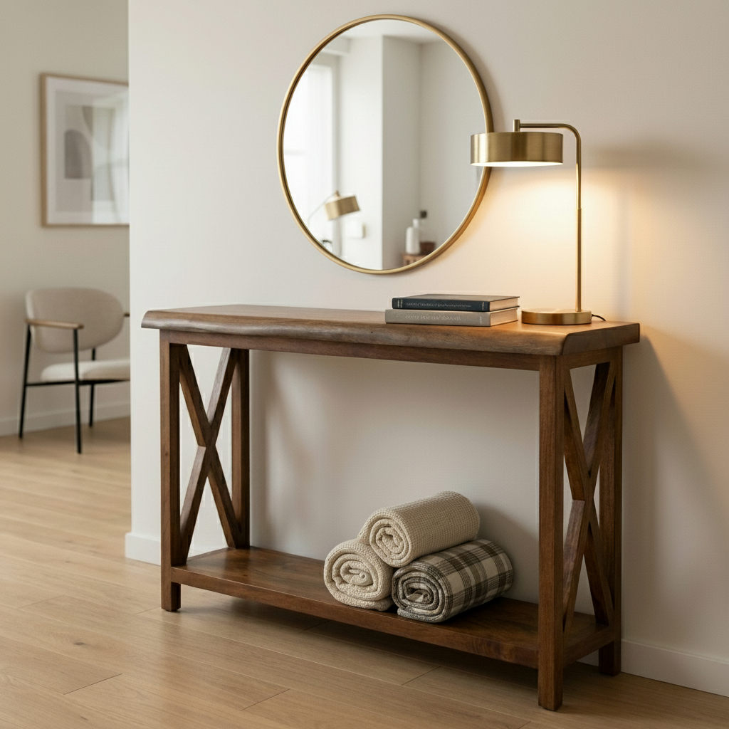 Malcolm Acacia 56" Live Edge Console Table - Natural + Gray