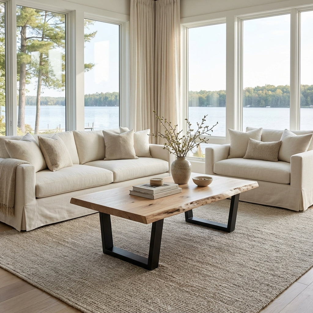 Malcolm Acacia 60" Rectangular Live Edge Coffee Table - New White Wash