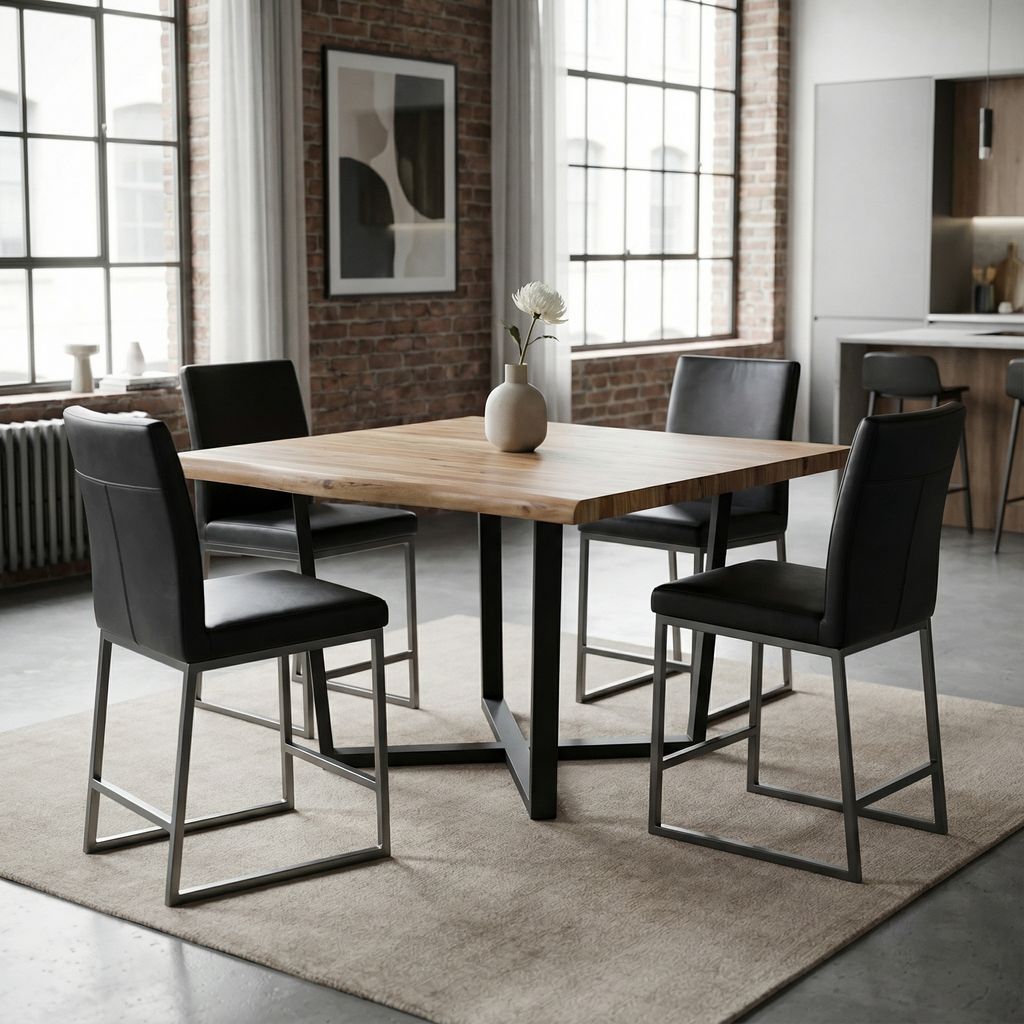 Malcolm 60" Acacia Live Edge Square Counter Table - Natural + Gray