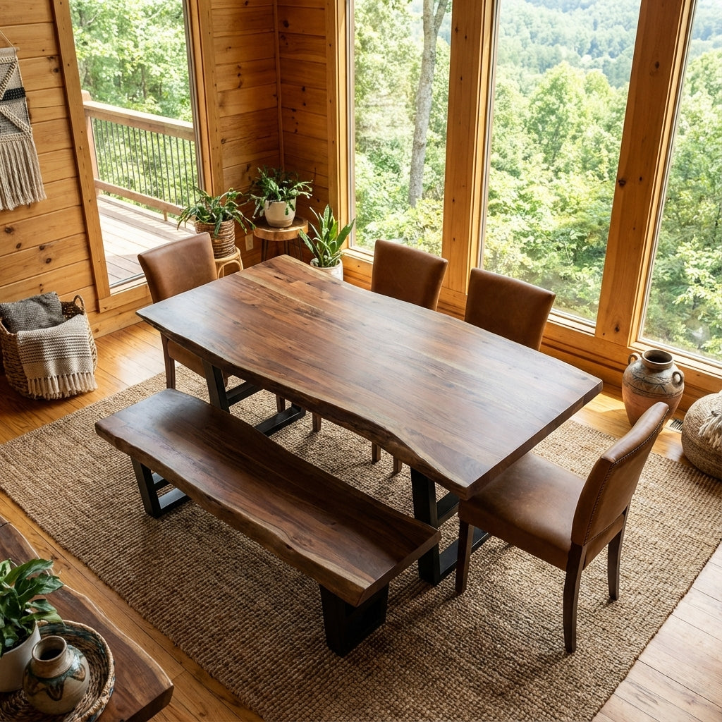 Malcolm Acacia 72" Live Edge Dining Table - Natural + Gray