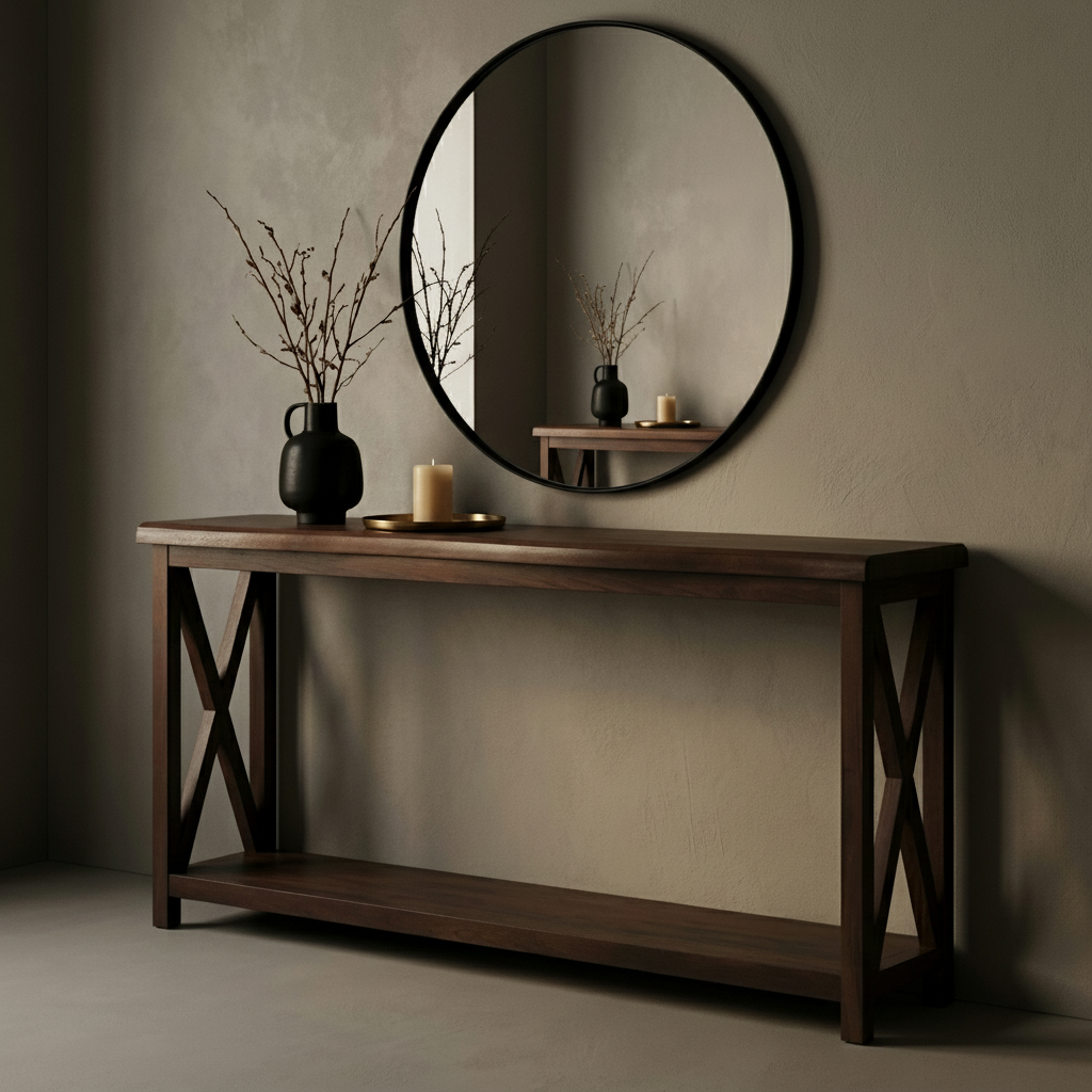 Malcolm Acacia 80" Live Edge Console Table - Natural + Black