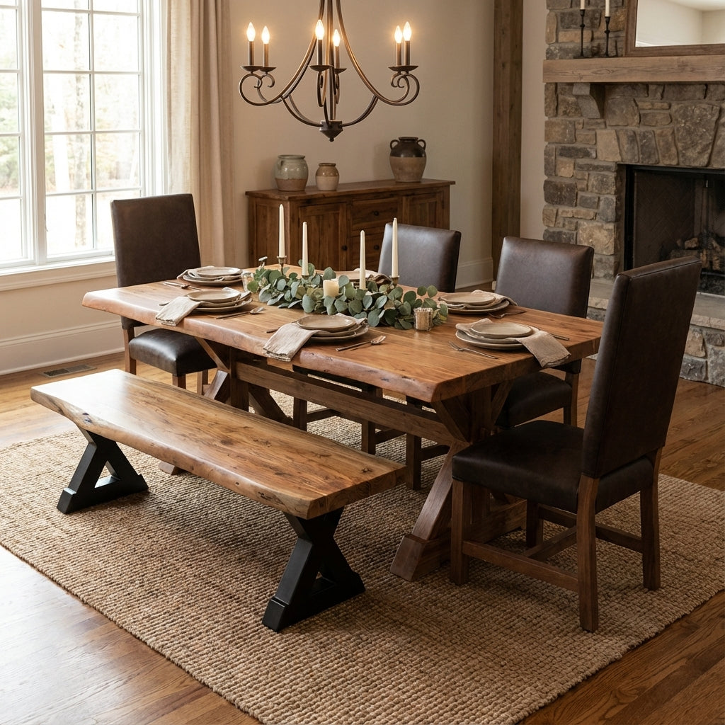 Jeremiah Top Grain Leather Dining Chair - Tobacco + Natural