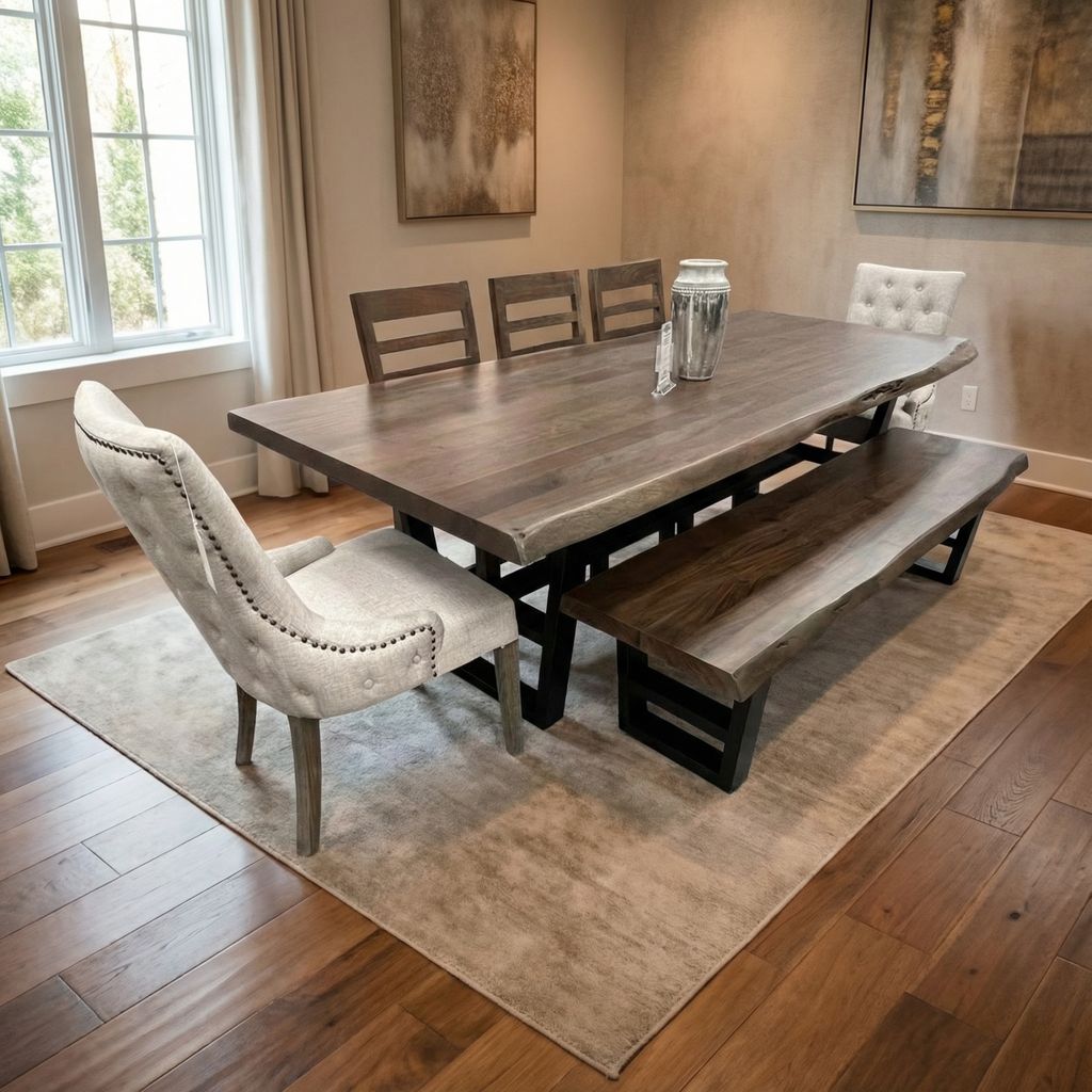 Nathan 72" Acacia Live Edge Dining Bench - Natural + Smoke