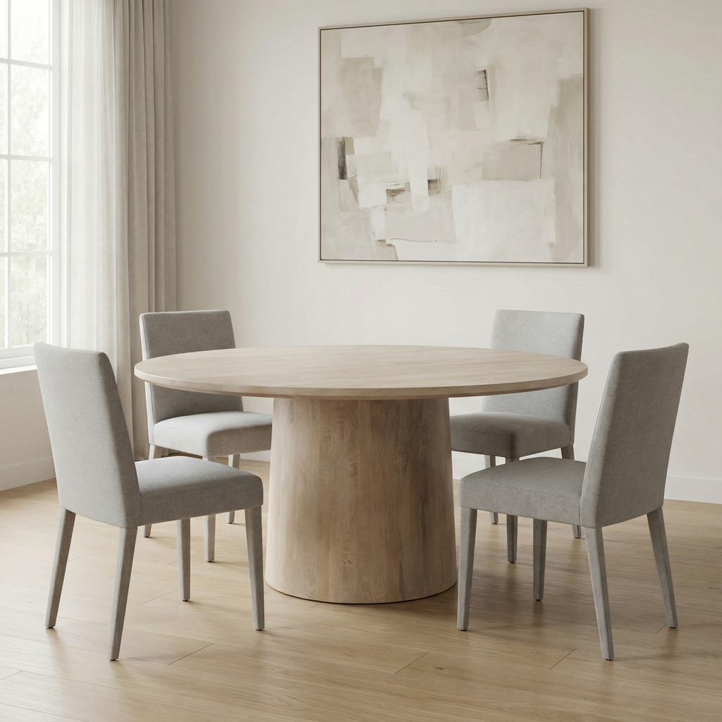 Martina 60" Round Pedestal Dining Table - Ash