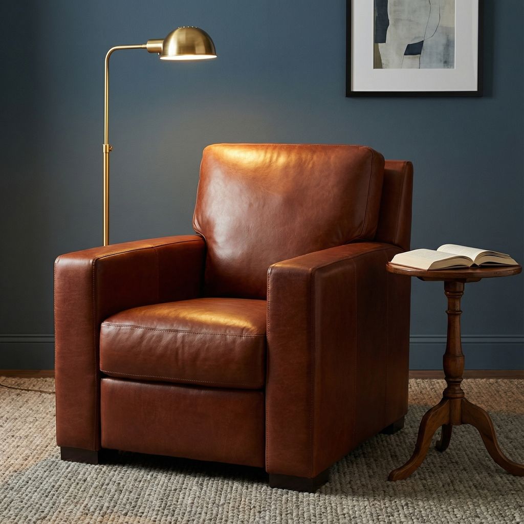 Mason 36" Top Grain Leather Reclining Chair - Soleil Ember