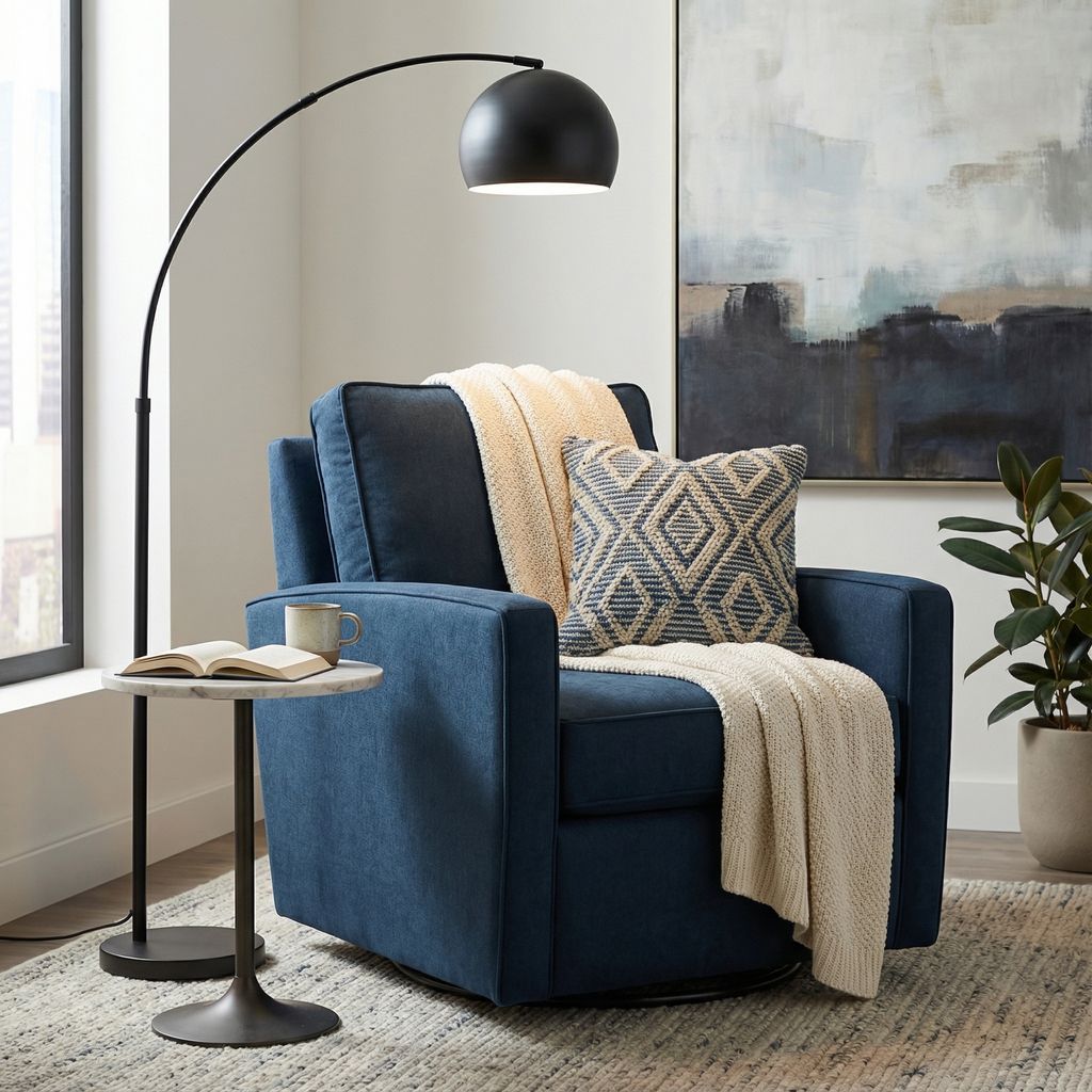 Matthew Express Ship 30" Swivel Glider - Crypton Navy Velvet