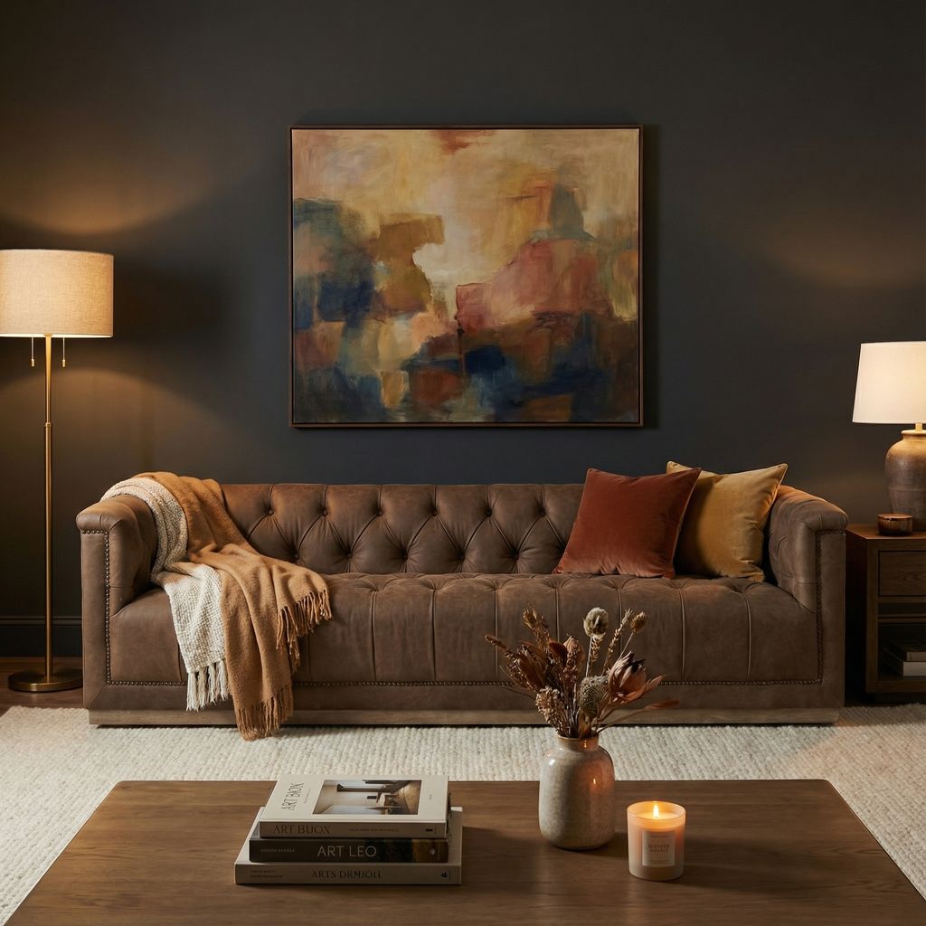 Maxine 95" Top Grain Leather Tufted Sofa - Earth