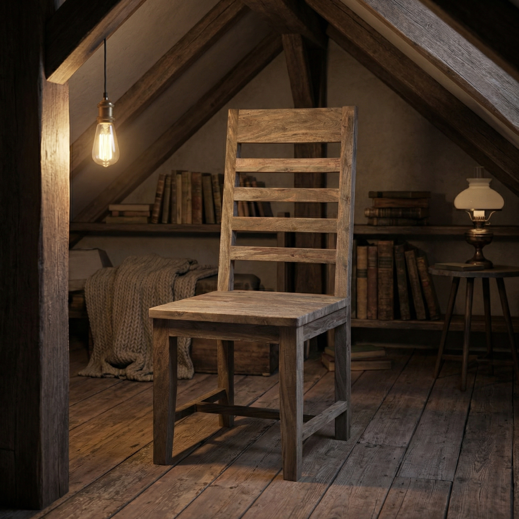 Malcolm Acacia Ladderback Dining Side Chair - Natural + Smoke