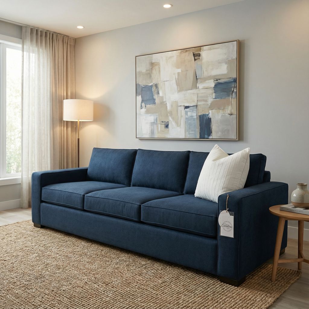 Nathan Luxe Express Ship 103" 3 Cushion Sofa - Crypton Navy Velvet