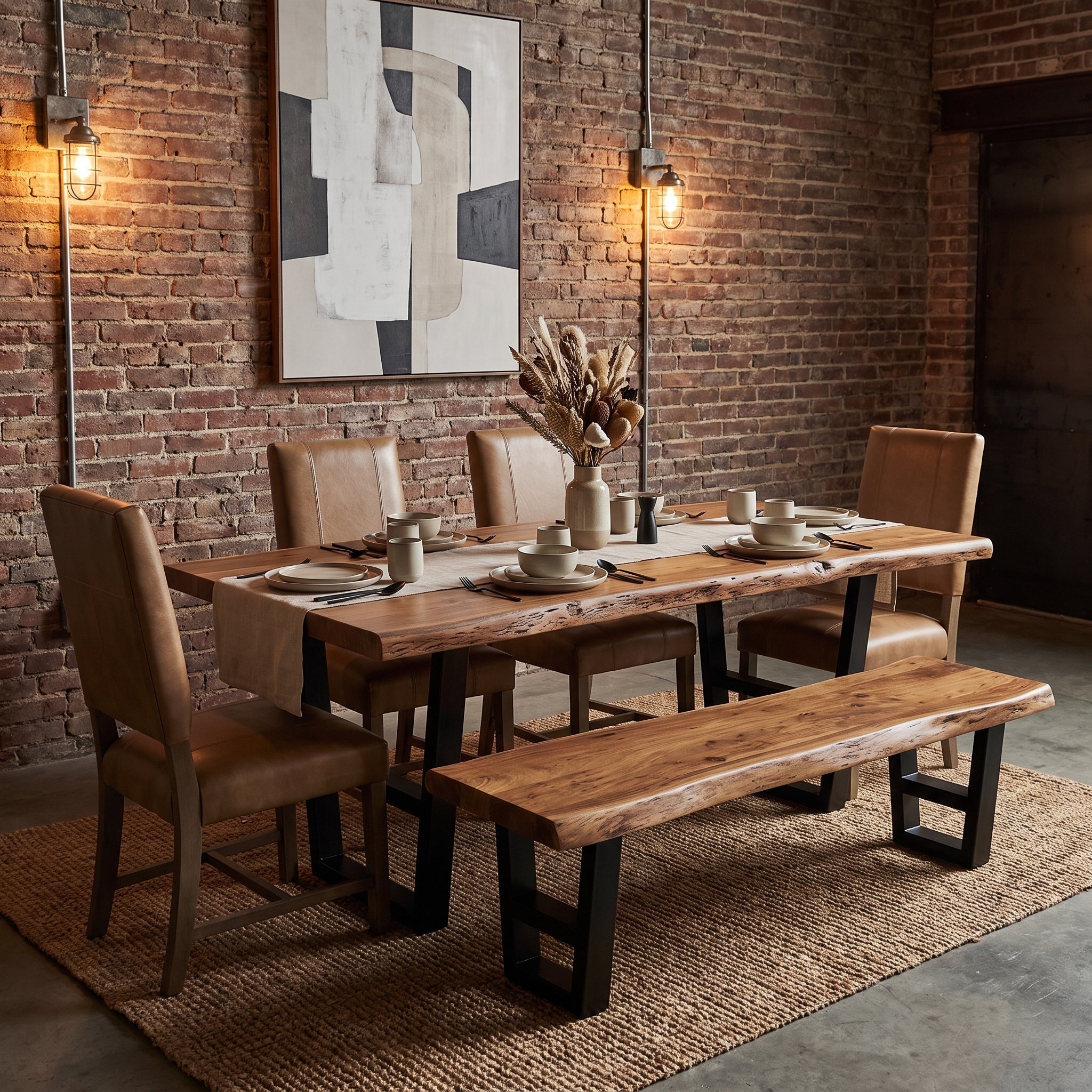 Nathan 84" Live Edge Dining Table - Honeycomb