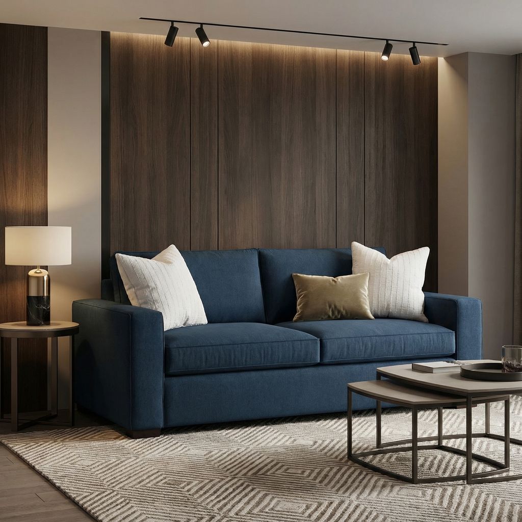 Nathan Luxe Express Ship 84" 2 Cushion Sofa - Crypton Navy Velvet