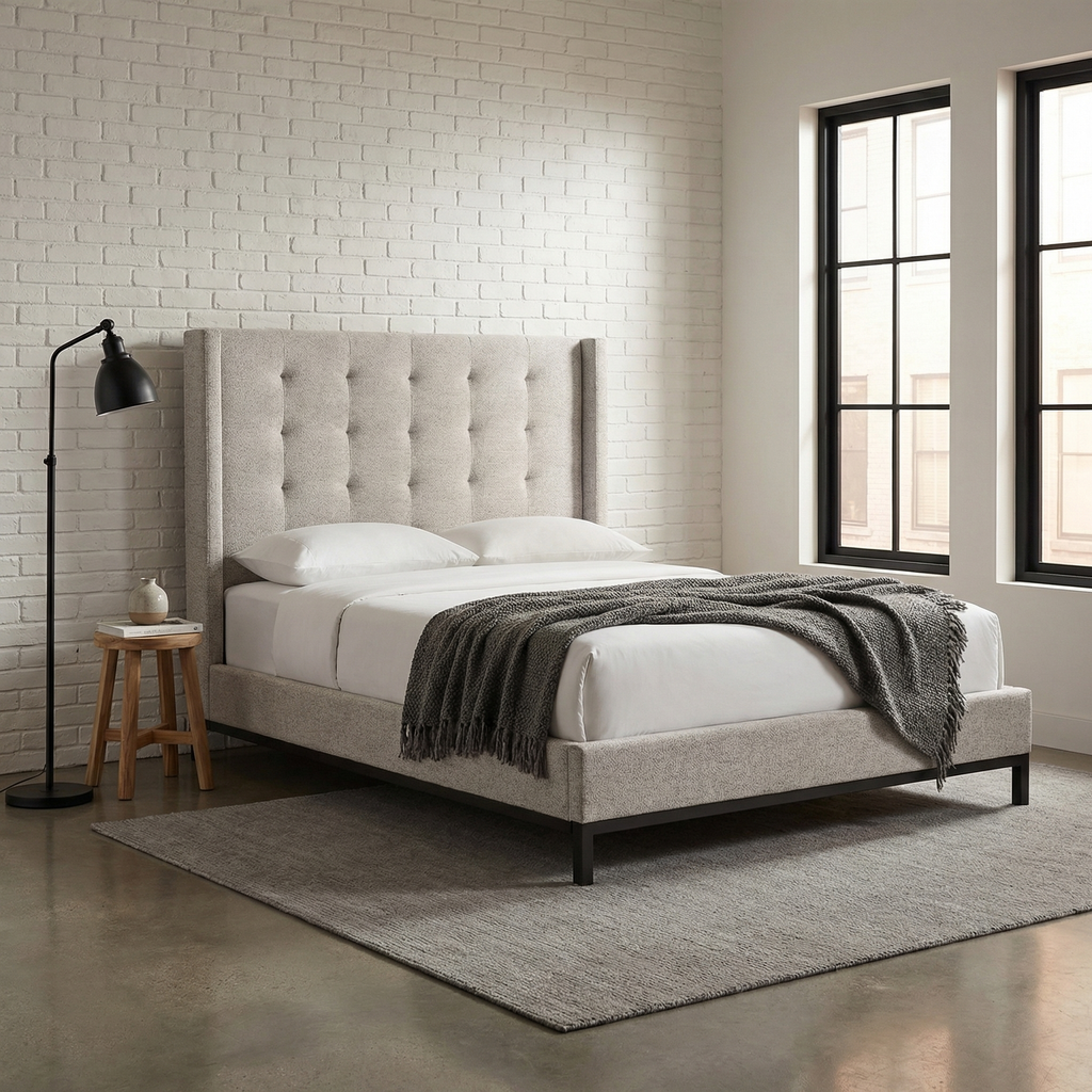 Newton 81" Tufted King Bed - Plushtone Linen