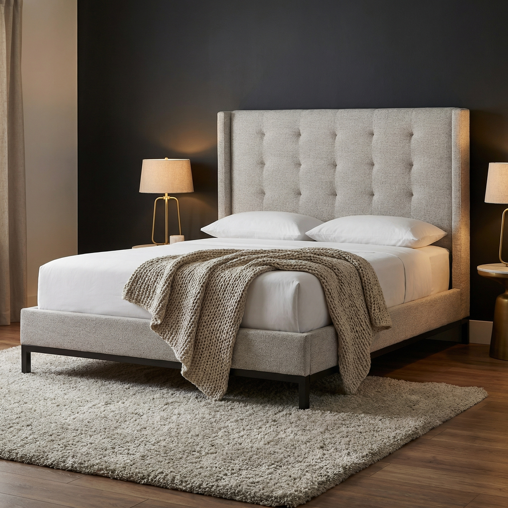 Newton 65" Tufted Queen Bed - Plushtone Linen