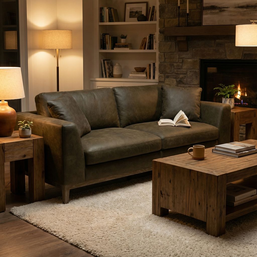 Oliver 92" Top Grain Leather 2 Cushion Sofa - Napa Iron