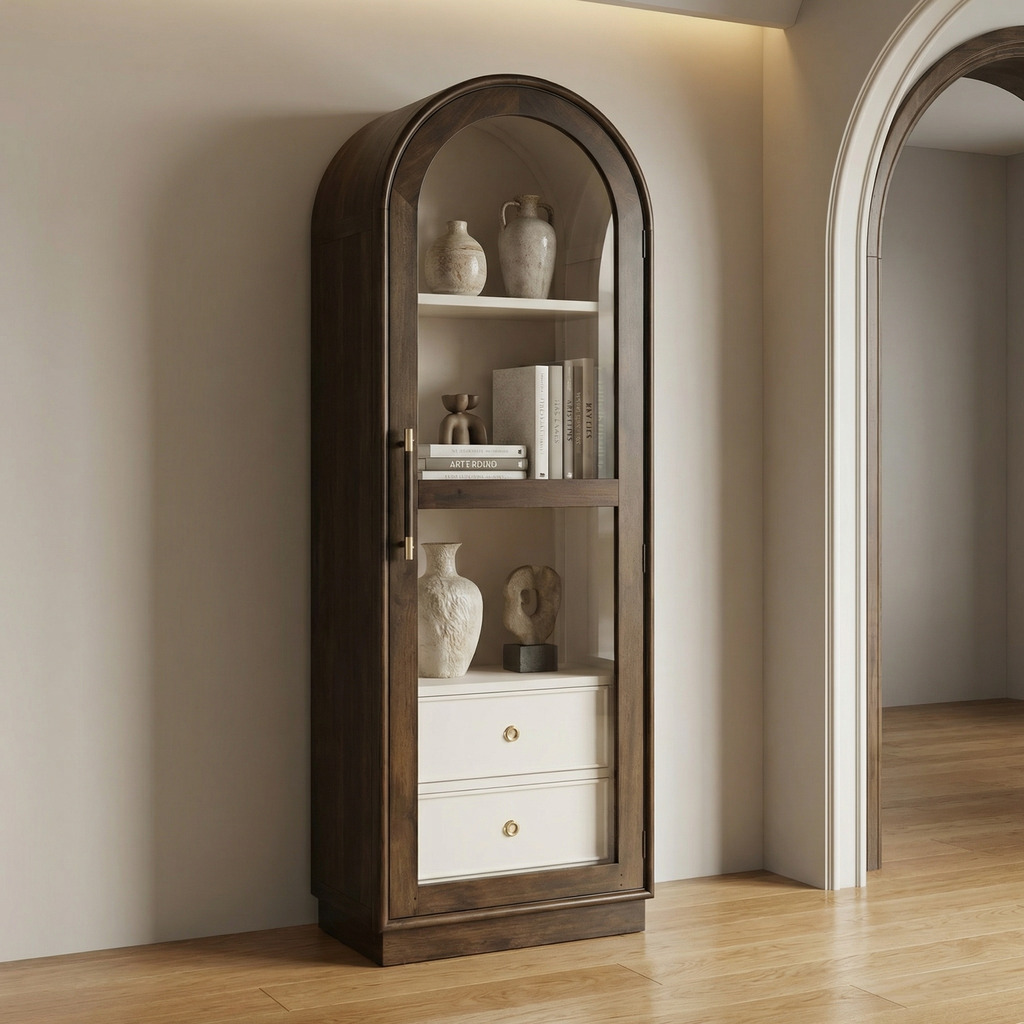 Passon 28" Mahogany Display Cabinet - Walnut + Putty