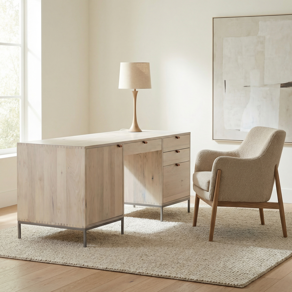Paulo 70" Poplar Executive Desk - Dove