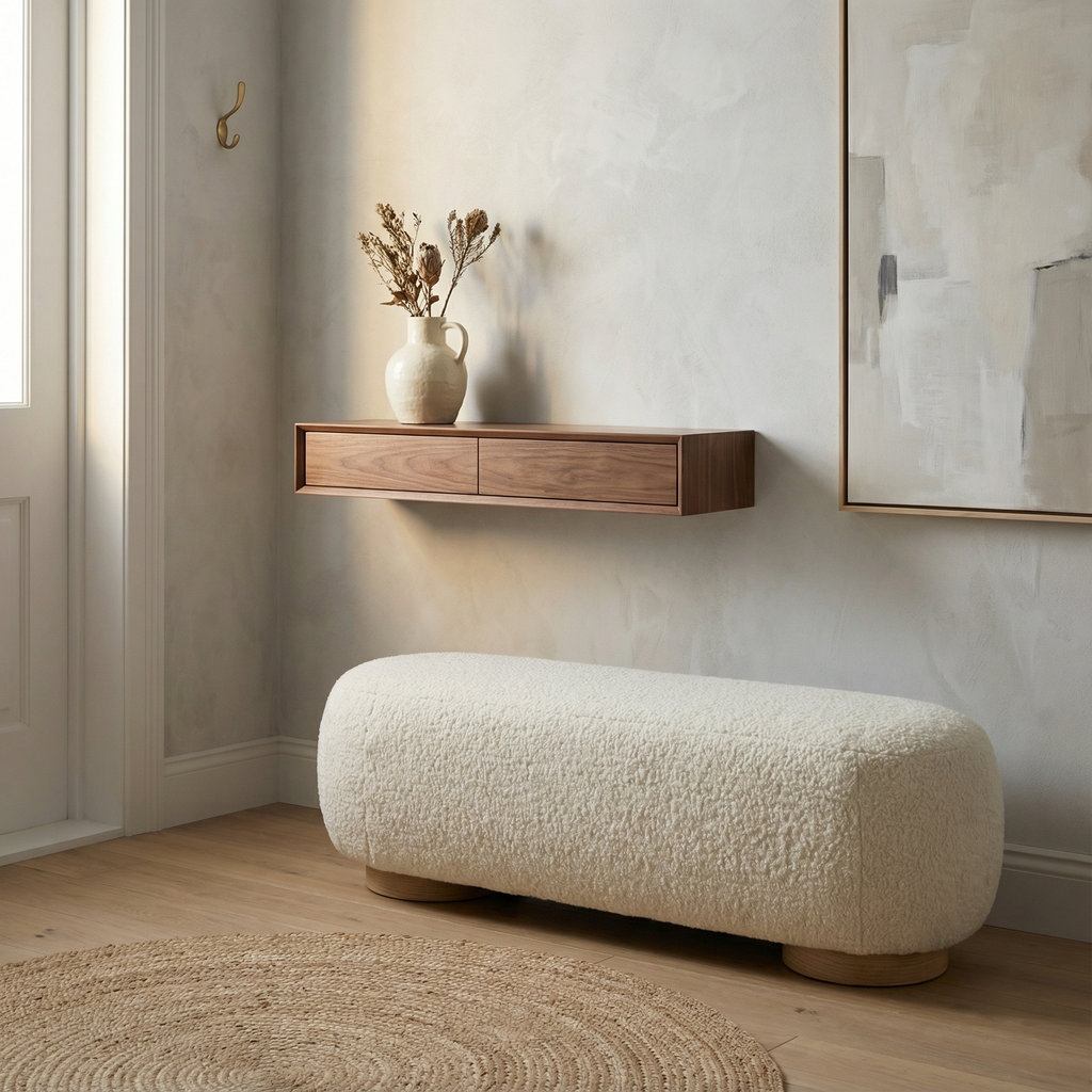 Peyton 51" Upholstered Bench - Warm Froth + Modern Mocha