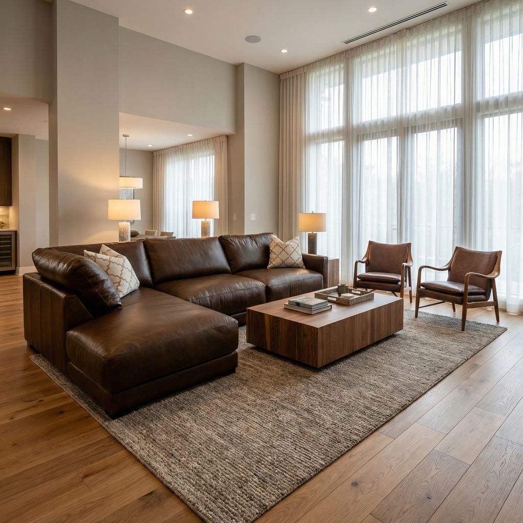 Raphael 124" Top Grain Leather Sofa + Left Arm Facing Chaise - Bravo Bronze