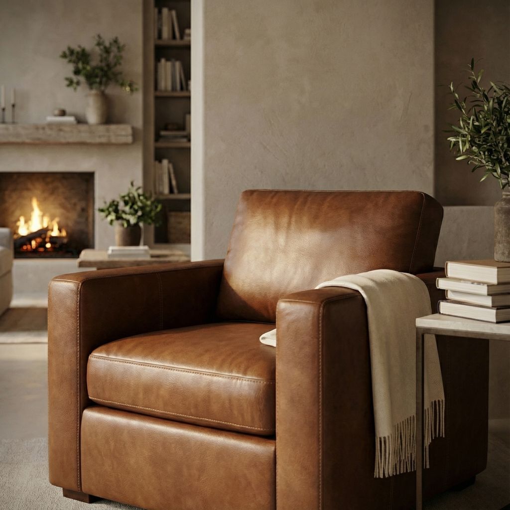 Raphael 39" Top Grain Leather Swivel Chair - Bravo Bronze