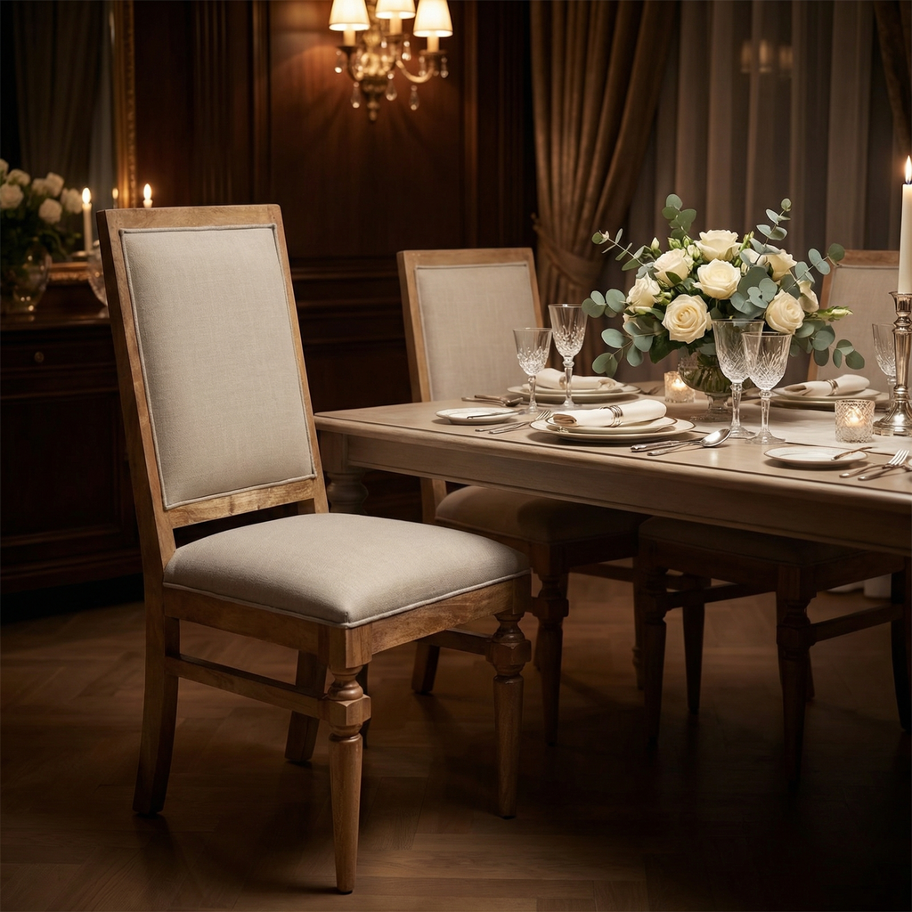 Regis 18" Dining Chair - Natural + Linen