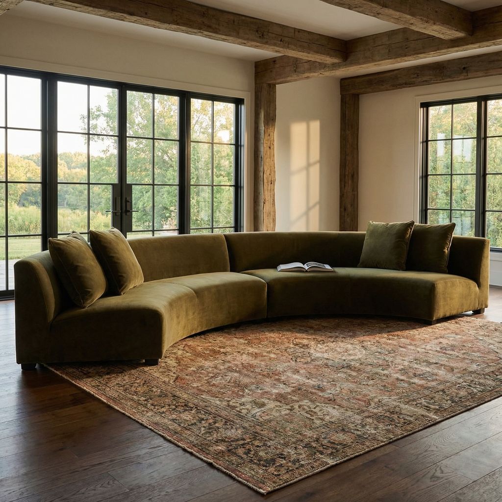 Rhonda 176" Curved Bench Seat Sectional - Olive