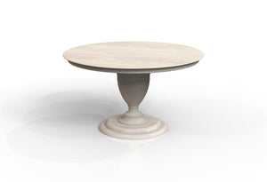 Clancy 53" Acacia Round Pedestal Dining Table - New White Wash
