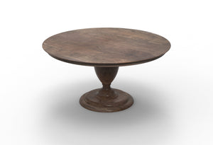 Clancy 60" Acacia Round Pedestal Dining Table - Natural + Smoke