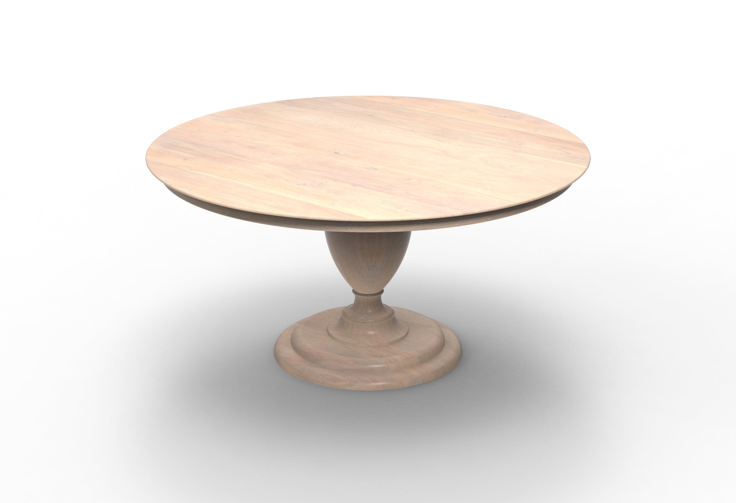 Clancy 60" Acacia Round Pedestal Dining Table - New White Wash