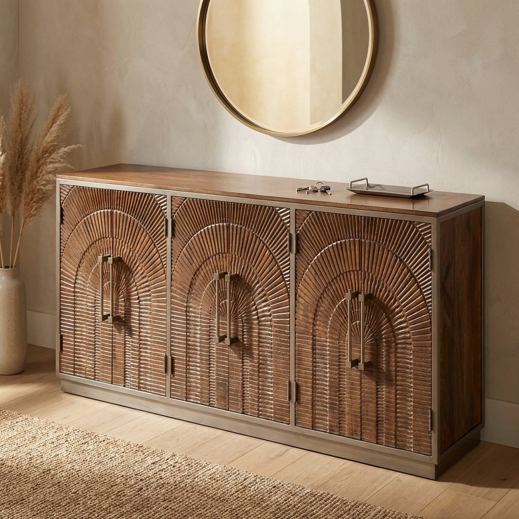 Ryan 80" 6 Door Sideboard - Dark Walnut