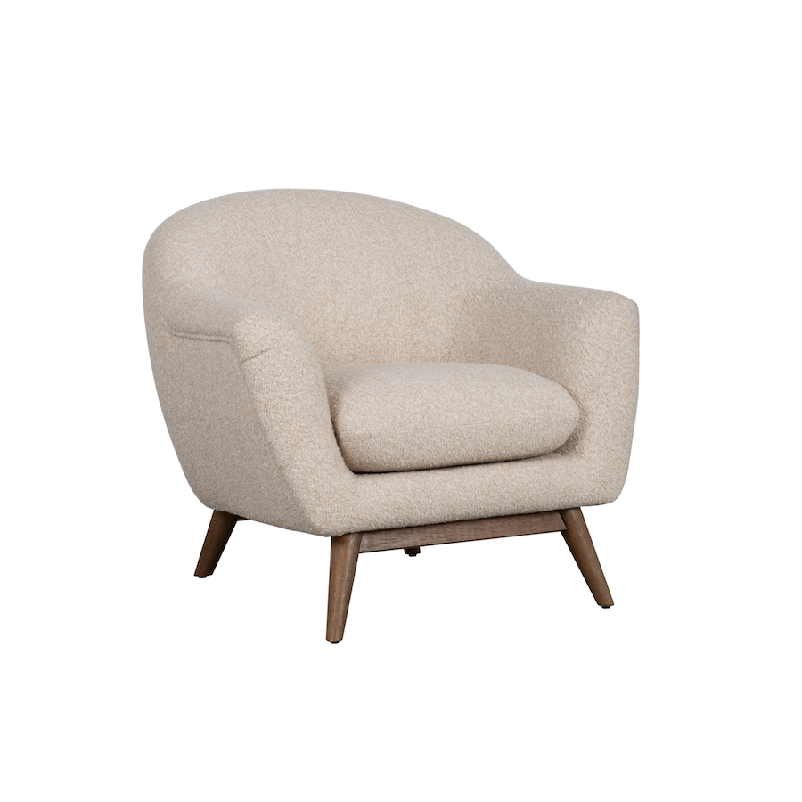 Marius 35" Upholstered Chair - Frosted Oat + Warm Oak