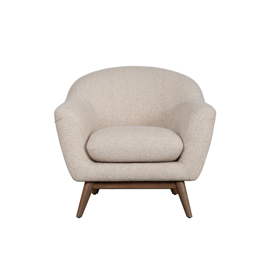 Marius 35" Upholstered Chair - Frosted Oat + Warm Oak