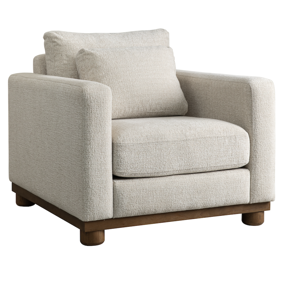 Dustin 36" Upholstered Occasional Chair - Creamy Clay + Warm Oak