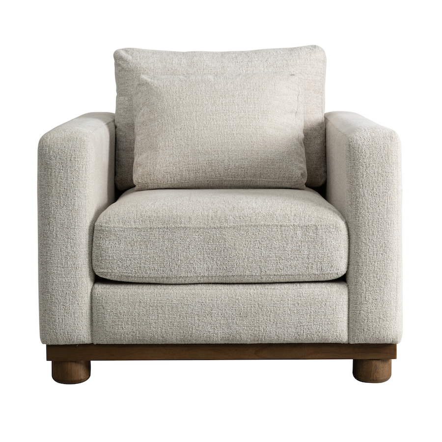 Destiny 36" Upholstered Occasional Chair - Creamy Clay + Warm Oak