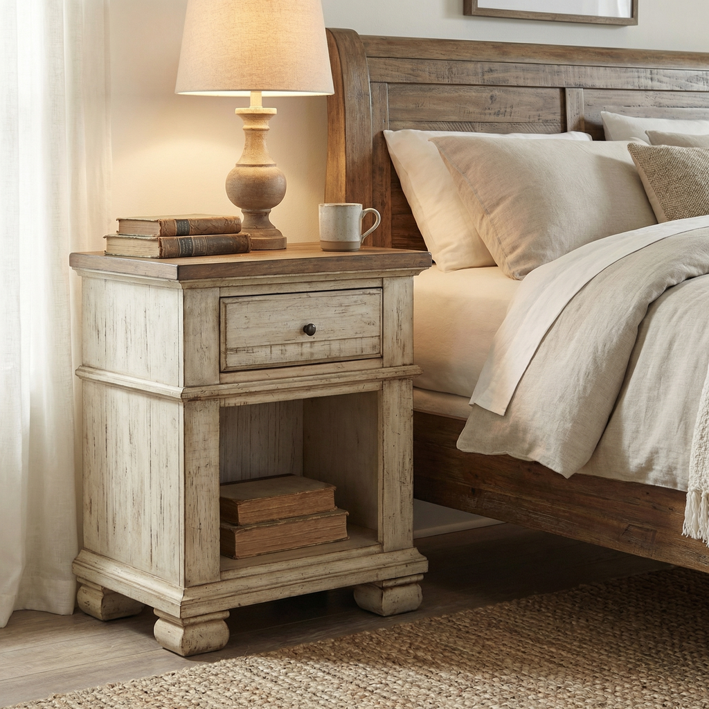 Savannah 23" Mahogany Nightstand - Vintage Cream + Driftwood