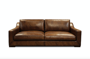 Leonardo Luxe 96" Top Grain Leather 2 Cushion Sofa - Daytona Antique