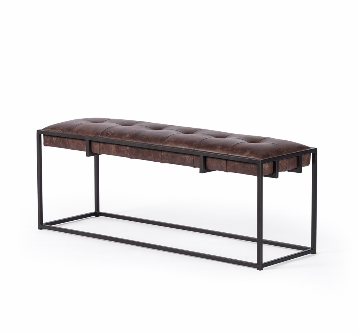 Ashford 43" Top Grain Leather Bench - Havana