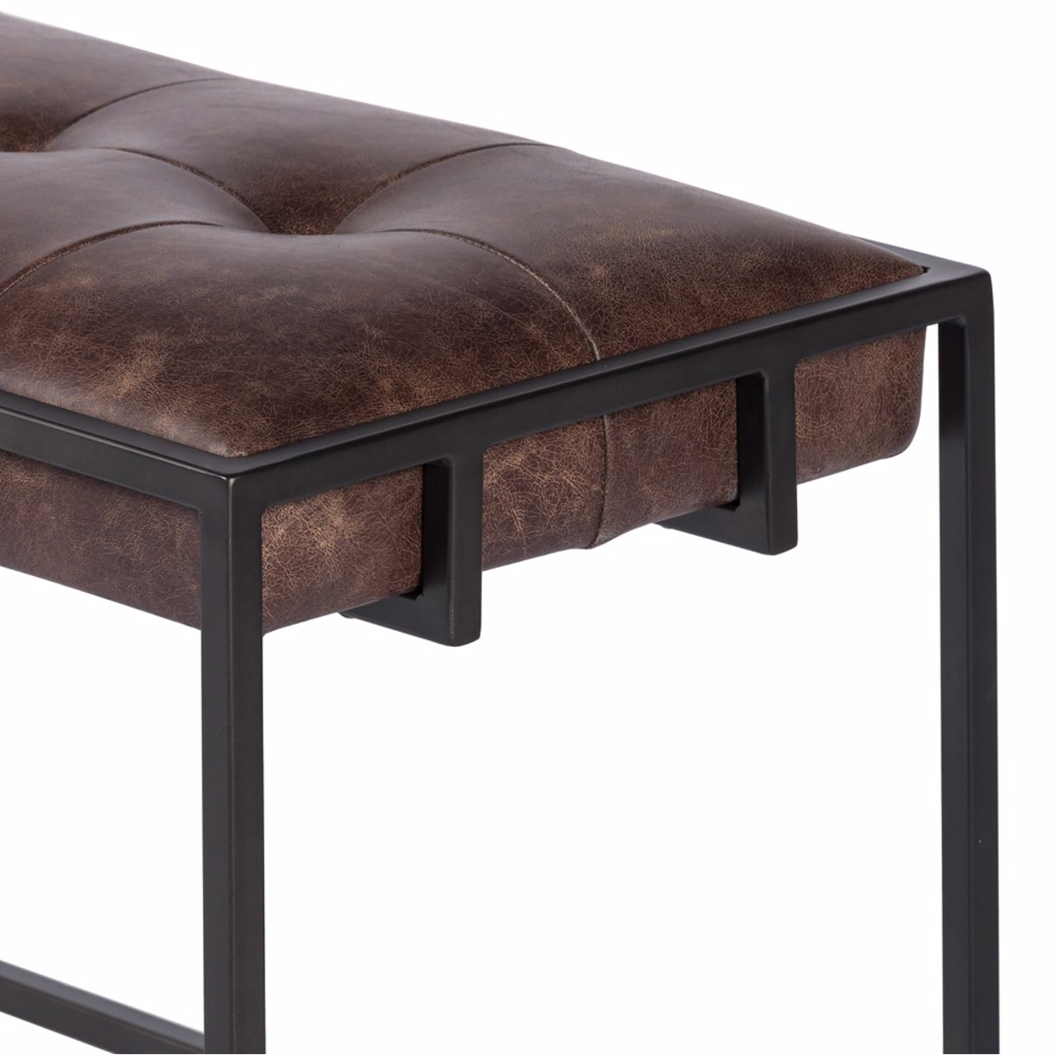 Ashford 43" Top Grain Leather Bench - Havana