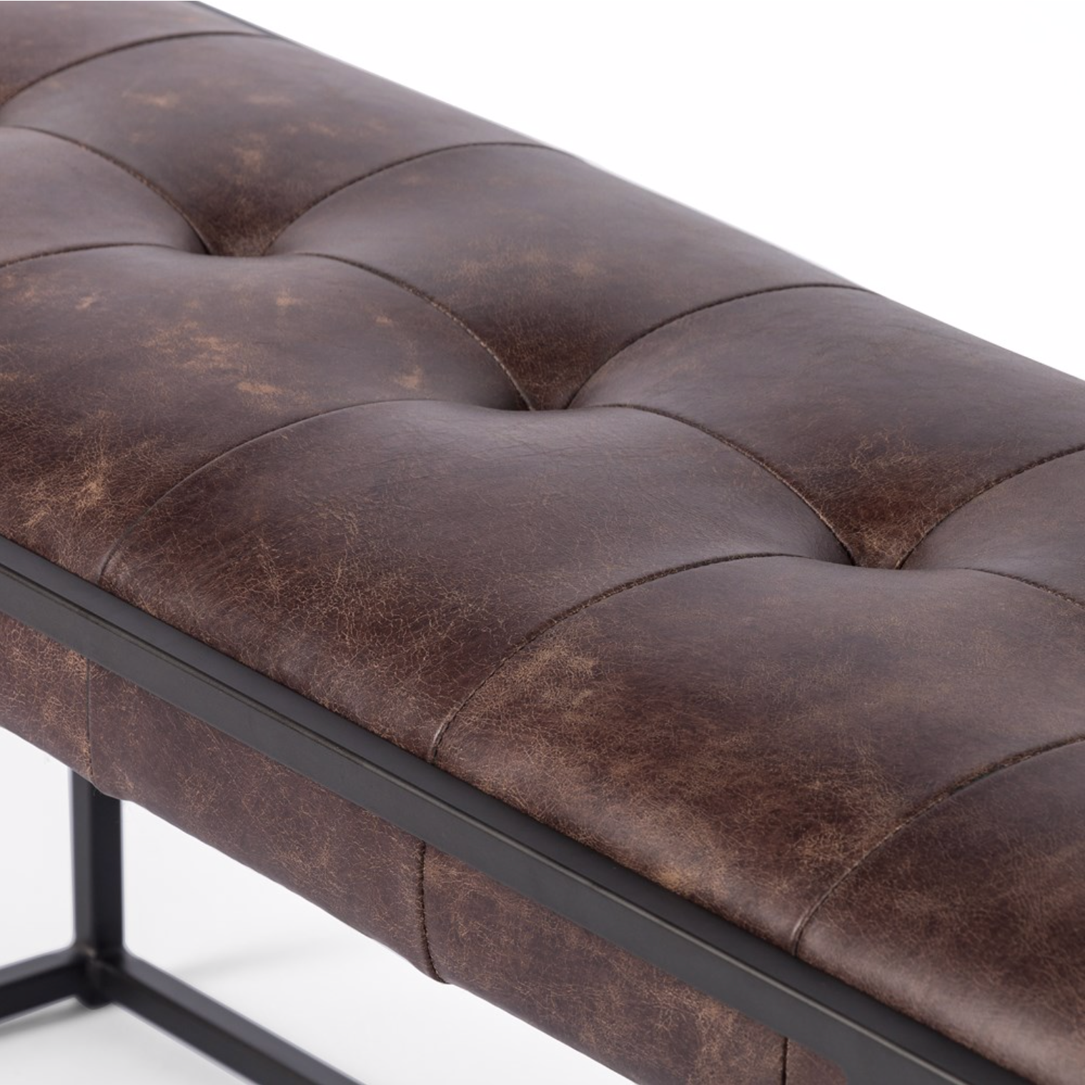Ashford 43" Top Grain Leather Bench - Havana